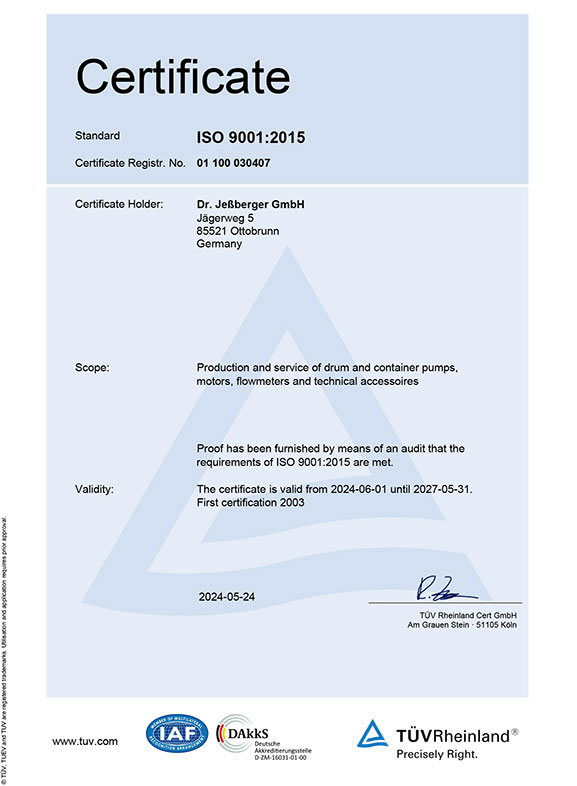 JESSBERGER ISO 9001:2015 证书